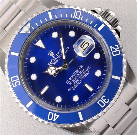 rolex submariner 16610 stainless steel mens watch custom blue dial|rolex submariner 16610 price.